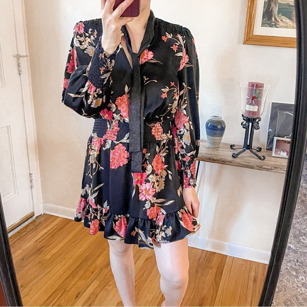 Misa Los Angeles Iyana Smock Waist Mini Dress S